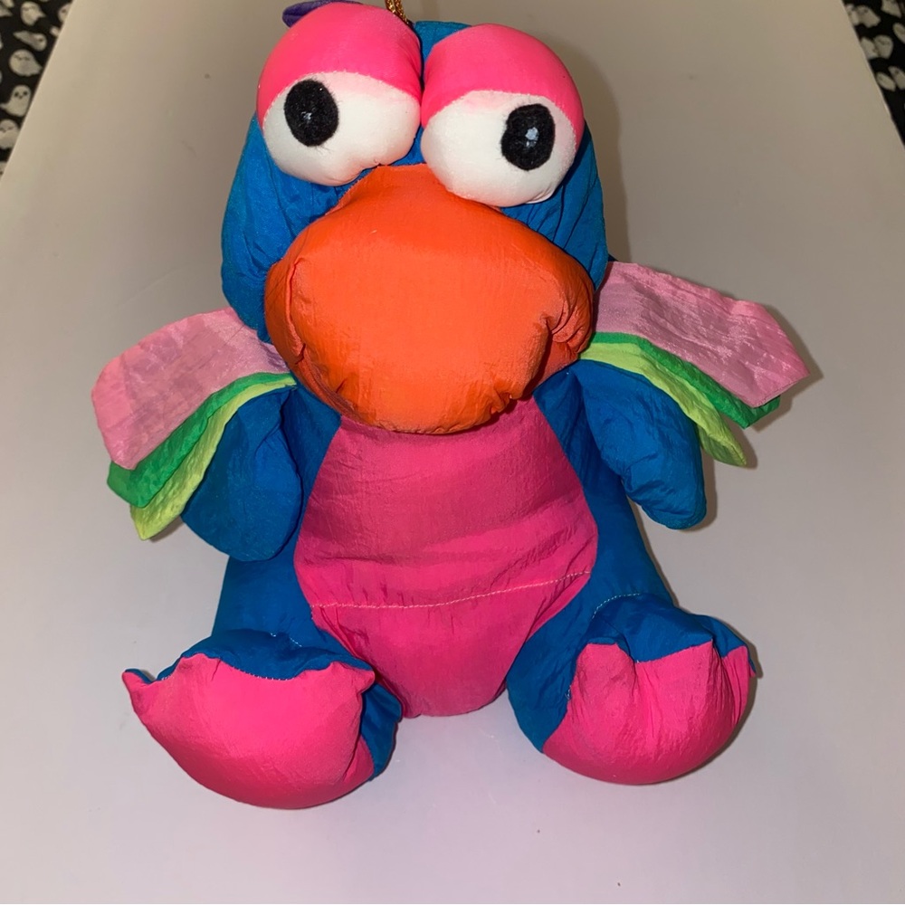 MERVYNS Playful Pals Neon Nylon Bird Plush Vintage 1980s